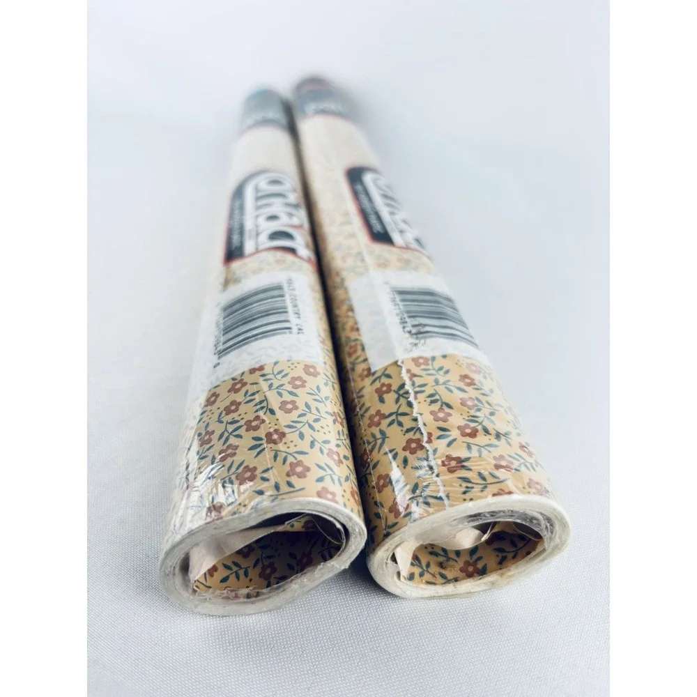 Vintage 80s Con-Tact Contact Country Calico 9843 Floral Shelf Liner Lot Of 2